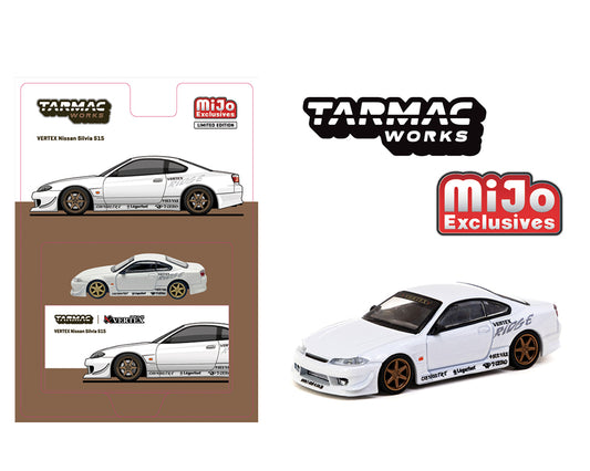 Tarmac Works 1:64 VERTEX Nissan Silvia S15 – White – Global64 – Mijo Exclusives